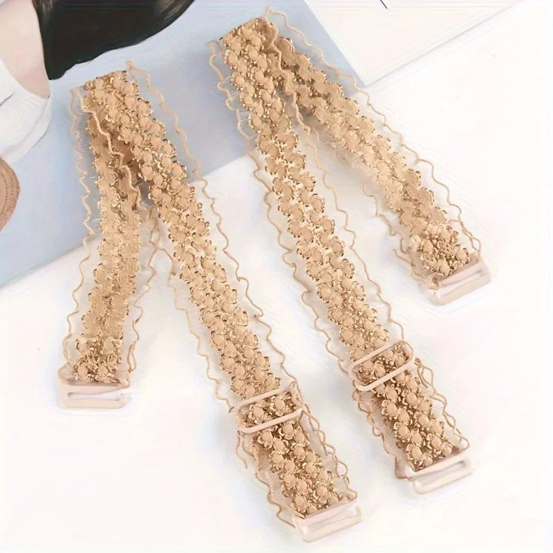Lace Invisible Non-Slip Bra Straps & Chest Cover | One Size Bra Strap Accessories QXL