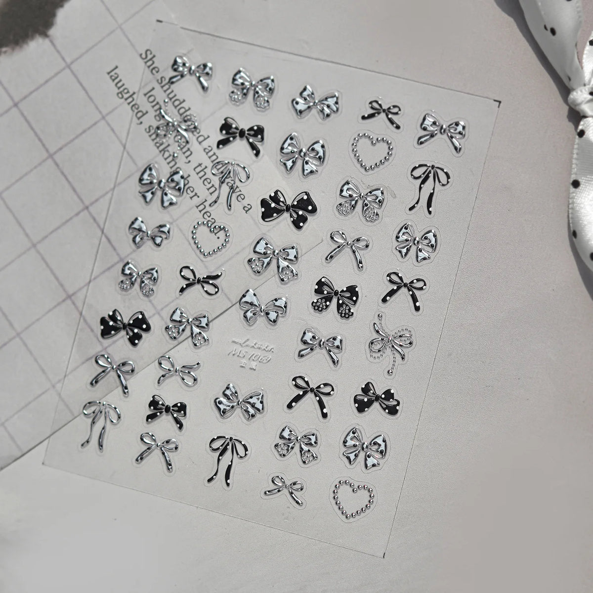 5D Self-Adhesive Nail Stickers – Bow Pearl Rhinestone Decals Nail Art Stickers QXL