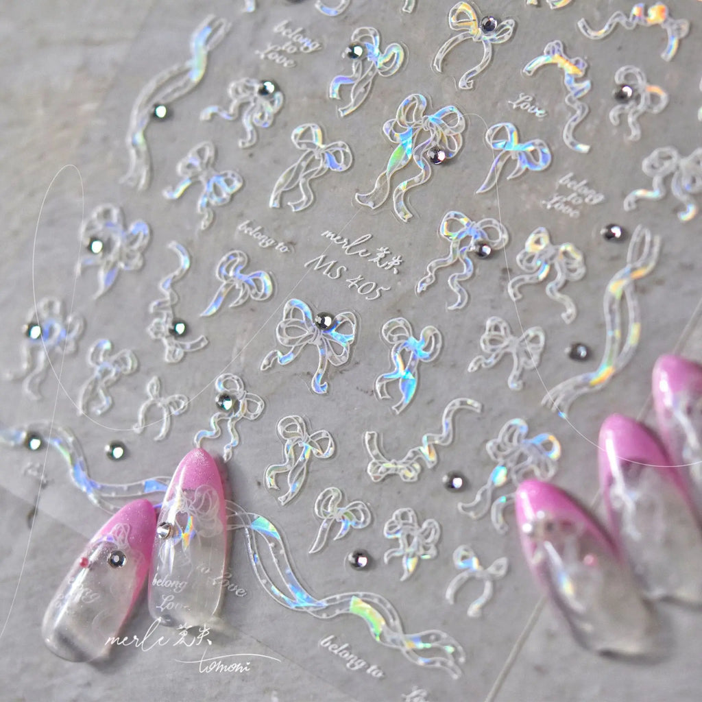 5D Butterfly Nail Art Stickers – Kawaii Pink Blue Decals