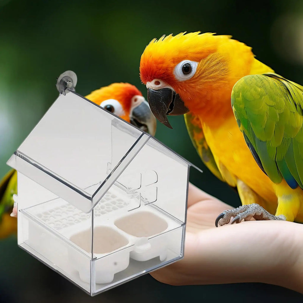 Decorative Bird Feeder House with Bath Tub & Food Dish Bird Feeder House QXL