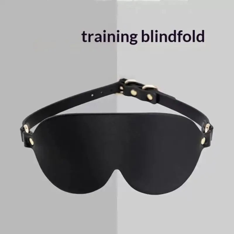 Black PU Leather Eye Mask | Adjustable Gold Buckle Sleep Mask Sleep Eye Mask QXL