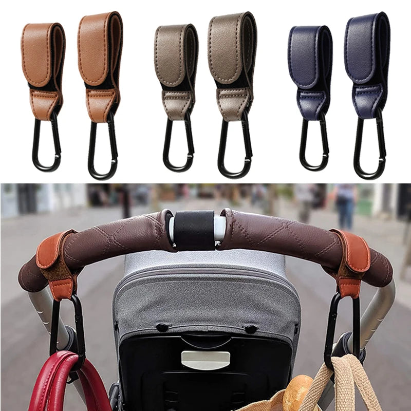 PU Leather Stroller Hook 360° Rotatable Pram Bag Hanger Stroller Bag Hook QXL