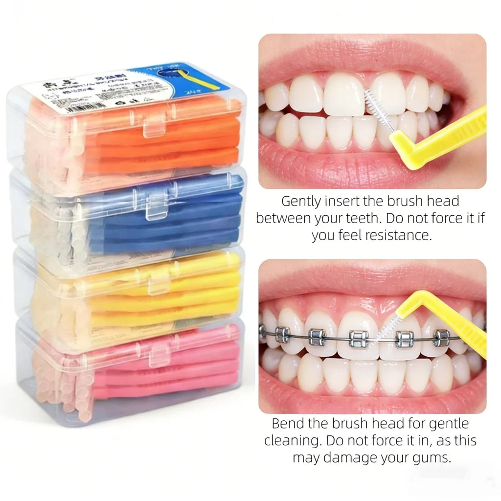 20-Pack L-Shape Interdental Brushes | Orthodontic Toothpick Interdental Brush QXL