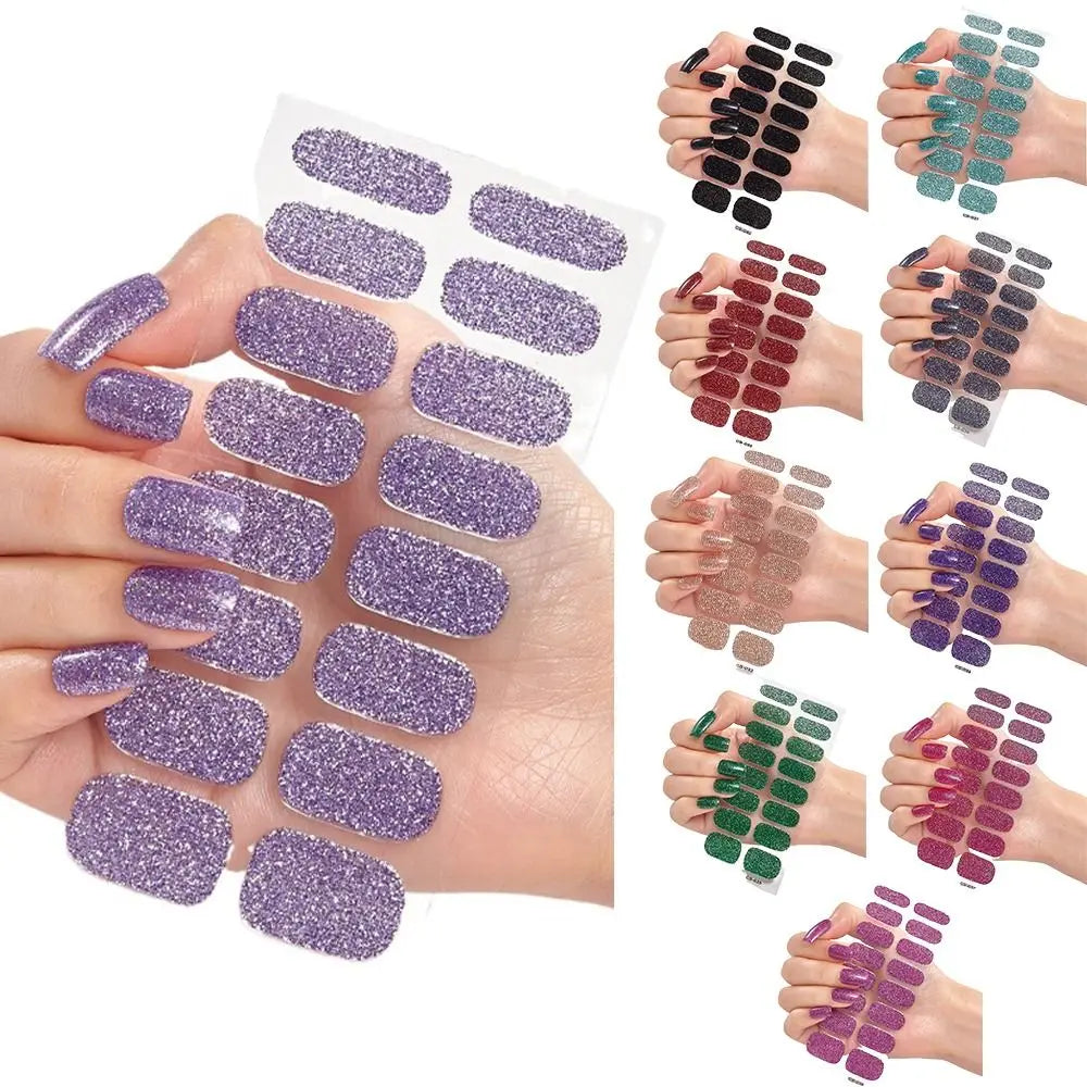 Glitter Gel Nail Stickers | Full Nail Wraps for DIY Nail Art Gel Nail Stickers QXL