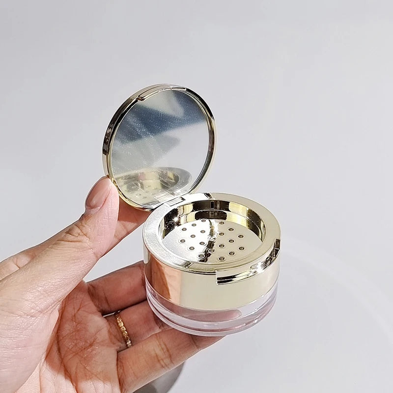 6g Empty Loose Powder Container with Sifter & Mirror | Travel Cosmetic Powder Jar QXL