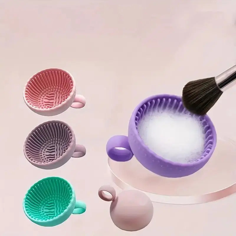 Silicone Makeup Brush Cleaner Bowl & Scrubber Pad Brush Cleaning Bowl QXL