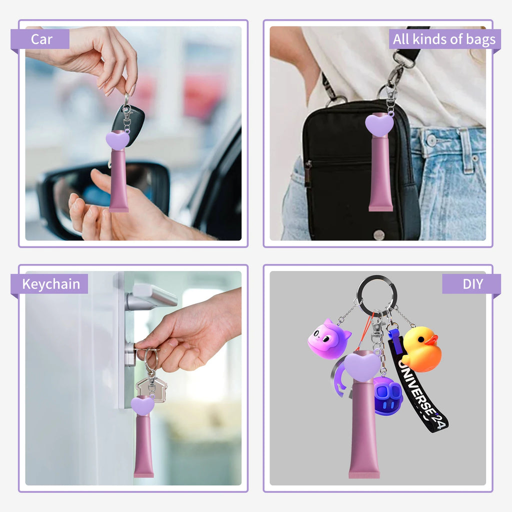 Silicone Lip Gloss Keychain Holder | Bow Heart Angel Wing Lip Gloss Keychain Holder QXL
