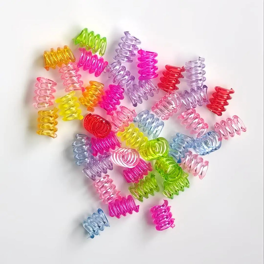 100-Pack Colorful Transparent Hair Beads | Large Hole Braiding Hair Braiding Beads QXL