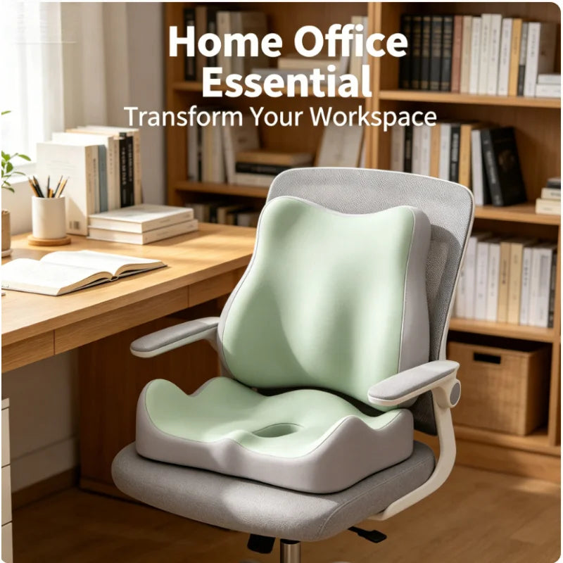 2-Pack Memory Foam Seat & Lumbar Support Cushion Set Seat Cushion Set QXL