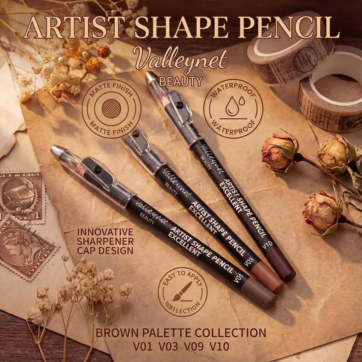 4-Piece Brown Shades Lip Liner Set | Matte & Waterproof Lip Liner Set QXL