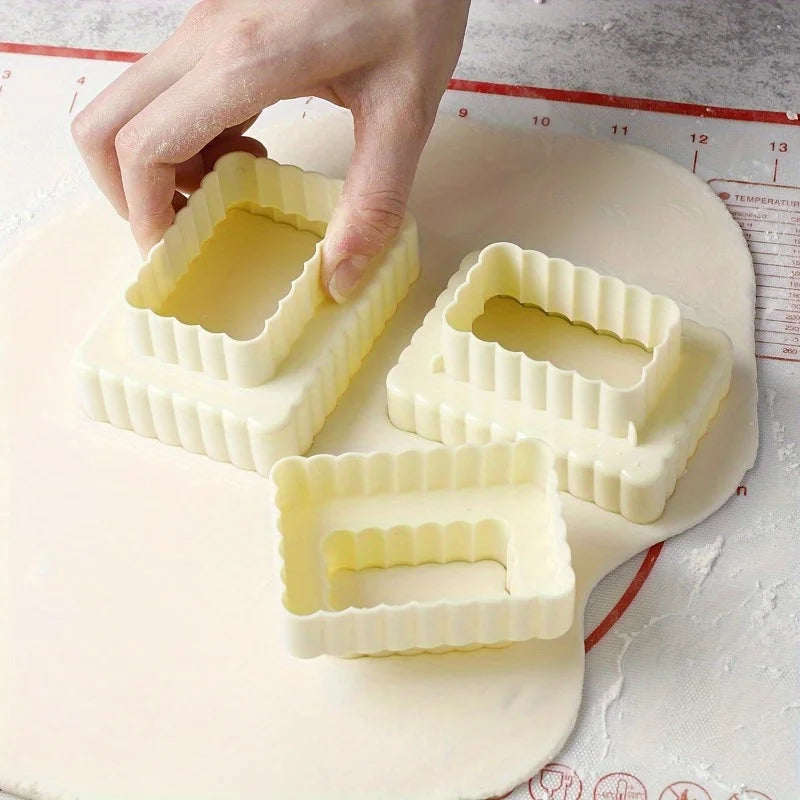3-Piece Rectangular Cookie Cutter Set | BPA-Free Non-Stick Cookie Cutter Set QXL