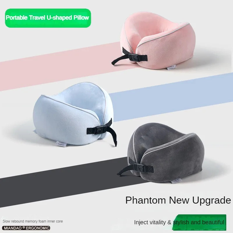 U-Shaped Memory Foam Travel Neck Pillow | Fleece Cover Travel Neck Pillow QXL