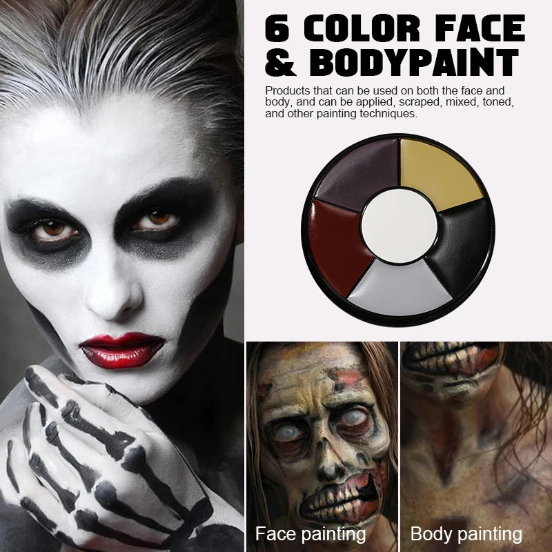 6-Color Face & Body Paint Palette | Safe Cosplay Makeup Face & Body Paint QXL