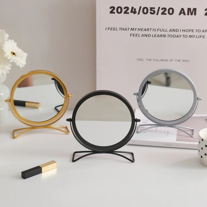 360° Rotatable Desktop Vanity Mirror | Iron Frame Makeup Mirror Vanity Makeup Mirror QXL