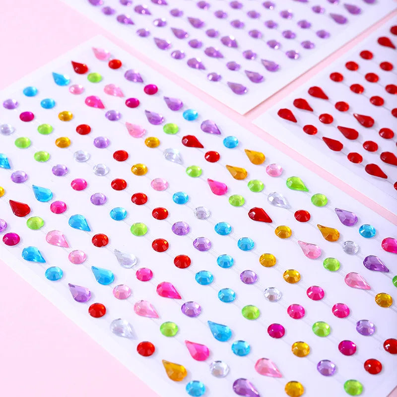 Self-Adhesive Rhinestone Gem Nail Stickers – Multicolor Sheet Nail Rhinestone Stickers QXL
