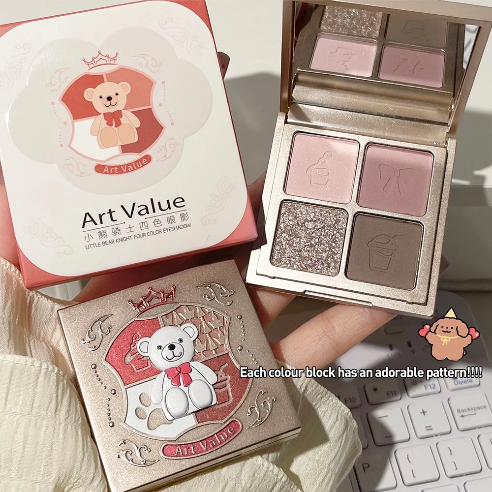 Art Value 4-Color Glitter & Matte Eyeshadow Palette Eyeshadow Palette QXL