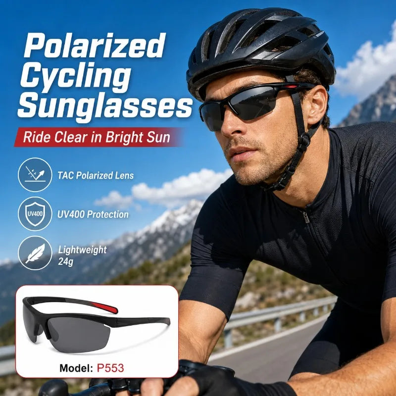Polarized Cycling Sunglasses UV400 TAC Lens | Lightweight Sport Polarized Sport Sunglasses QXL