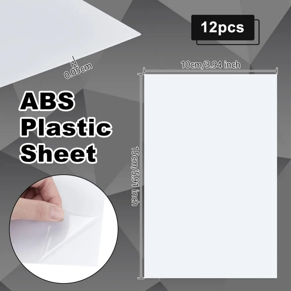 12-Pack White ABS Plastic Sheets 5.9x3.9" 0.5mm | DIY Panels ABS Plastic Sheet QXL
