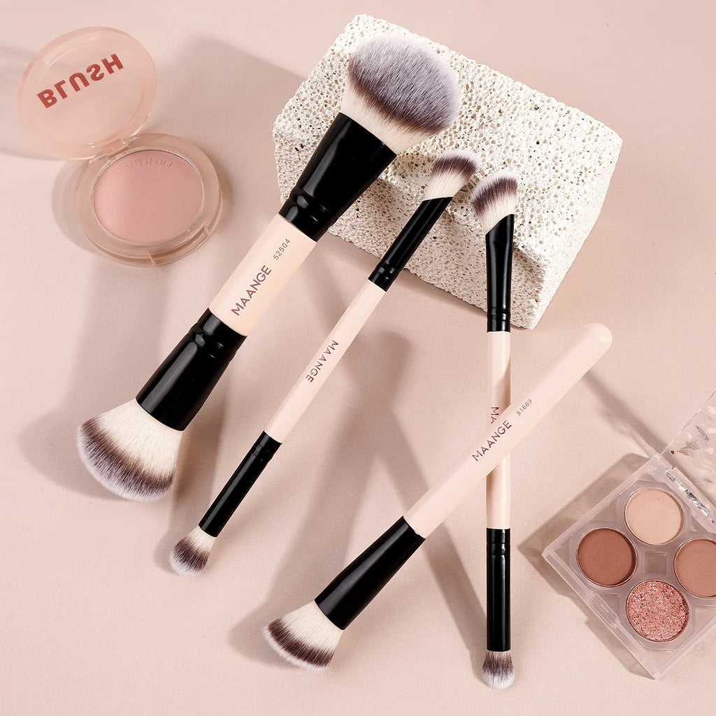 MAANGE 4-Pc Double-Ended Kabuki Makeup Brush Set Makeup Brush Set QXL