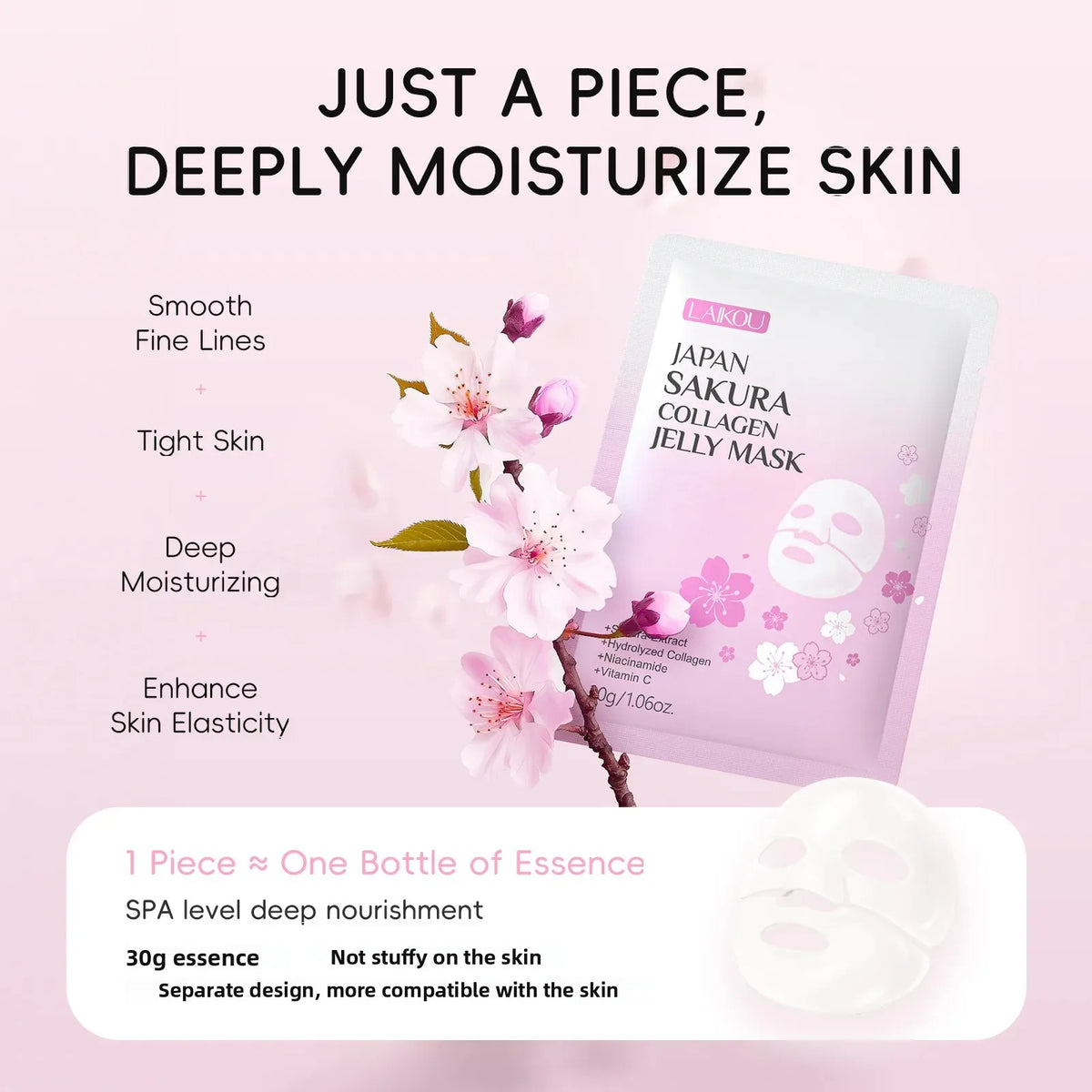 LAIKOU Sakura Collagen Jelly Mask 30g – Hydrating Gel Face Mask Collagen Gel Face Mask QXL
