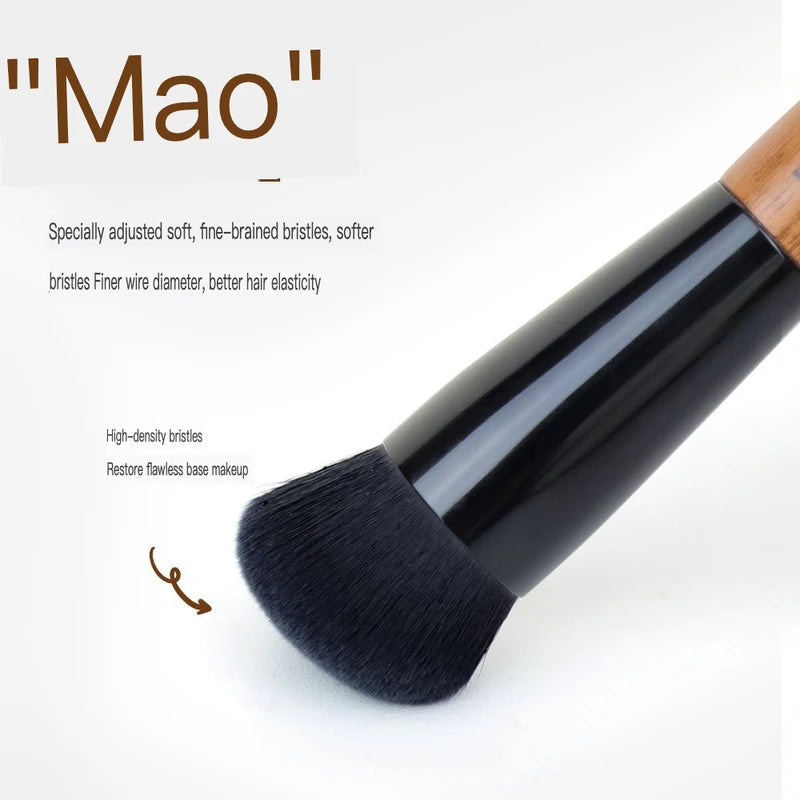 Walnut Wood Foundation Brush | Non-Absorbent Wool Fiber T02 Foundation Makeup Brush QXL