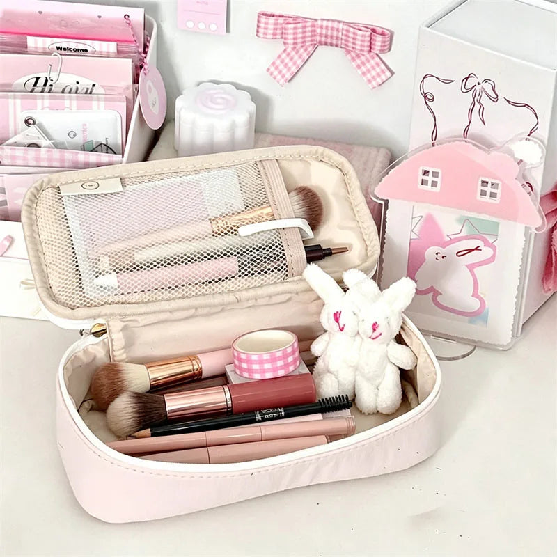 Kawaii Quilted Makeup Brush Pouch | Large Cosmetic Organizer Cosmetic Organizer Bag QXL