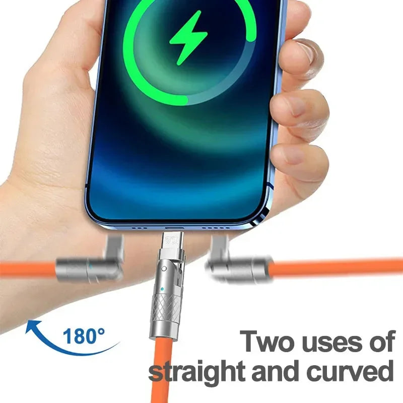 120W USB-C Fast Charging Cable 180° Rotating Elbow for Gaming USB-C Charging Cable QXL