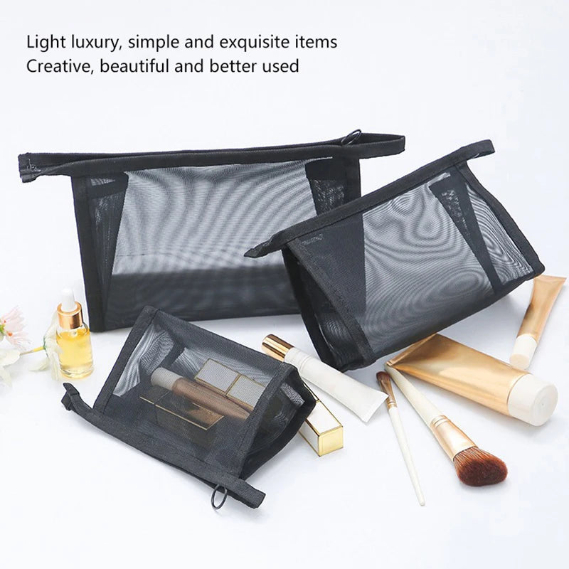 Nylon Mesh Cosmetic Bag | Zipper Pouch Small Medium Large Mesh Cosmetic Bag QXL