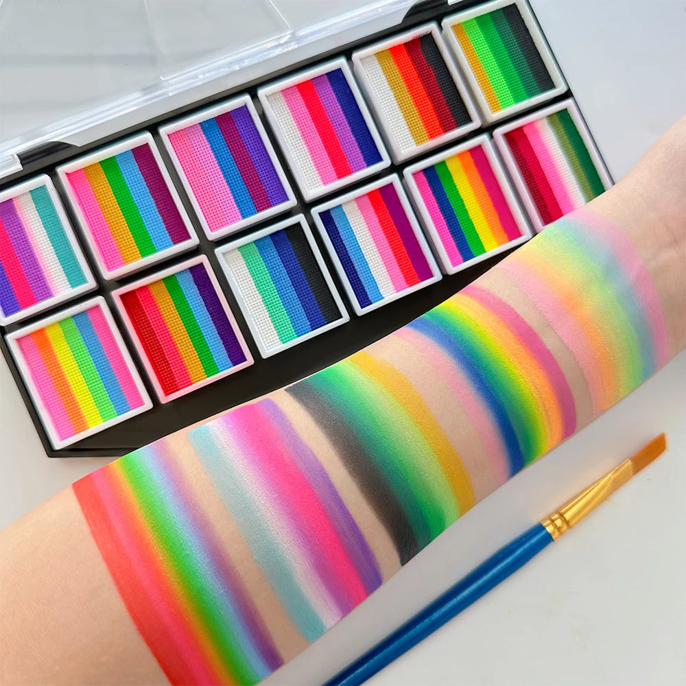 12-Colour Water-Based Face & Body Paint Kit | Halloween Face & Body Paint QXL