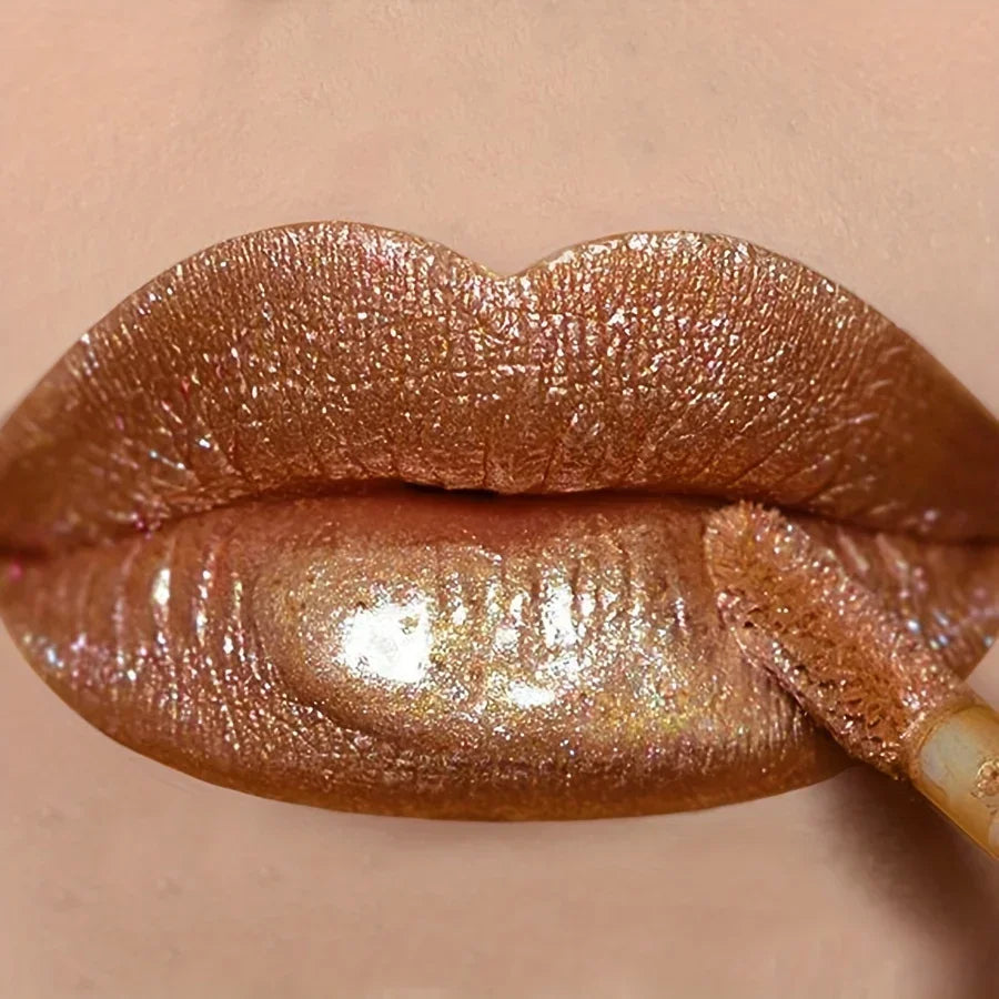Beauty Glazed Metallic Shimmer Lip Gloss – Waterproof & Long Lasting Metallic Lip Gloss QXL