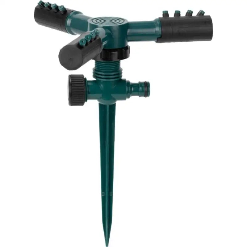 360° Rotating Garden Sprinkler | 3-Arm Irrigation & Ground Spike Garden Sprinkler QXL Green