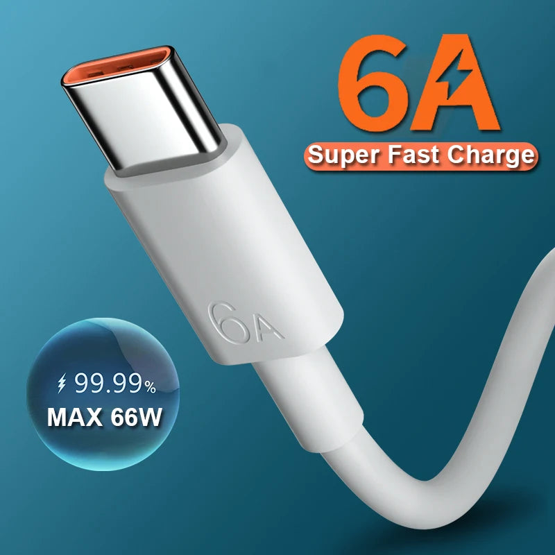 66W 6A USB-C Fast Charging Cable | Huawei Honor Samsung USB-C Charging Cable QXL