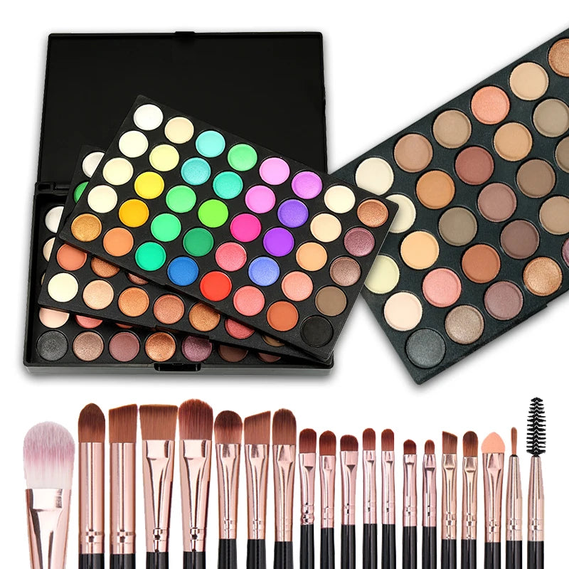 VERONNI 120-Color Eyeshadow Palette + 20 Brushes Makeup Kit Eyeshadow Palette Kit QXL