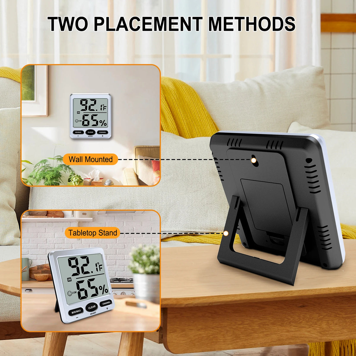 Large Screen Indoor Thermometer Hygrometer | Urageuxy °C/°F Thermometer Hygrometer QXL