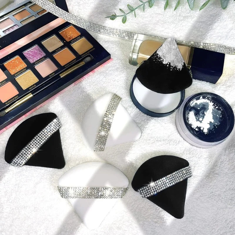 3-Pack Diamond Triangle Velvet Powder Puffs | Makeup Sponge Set Makeup Powder Puff QXL