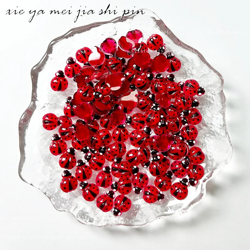20-Pack Ladybug Nail Charms | Flatback Rhinestones for Nail Art Nail Art Charms QXL