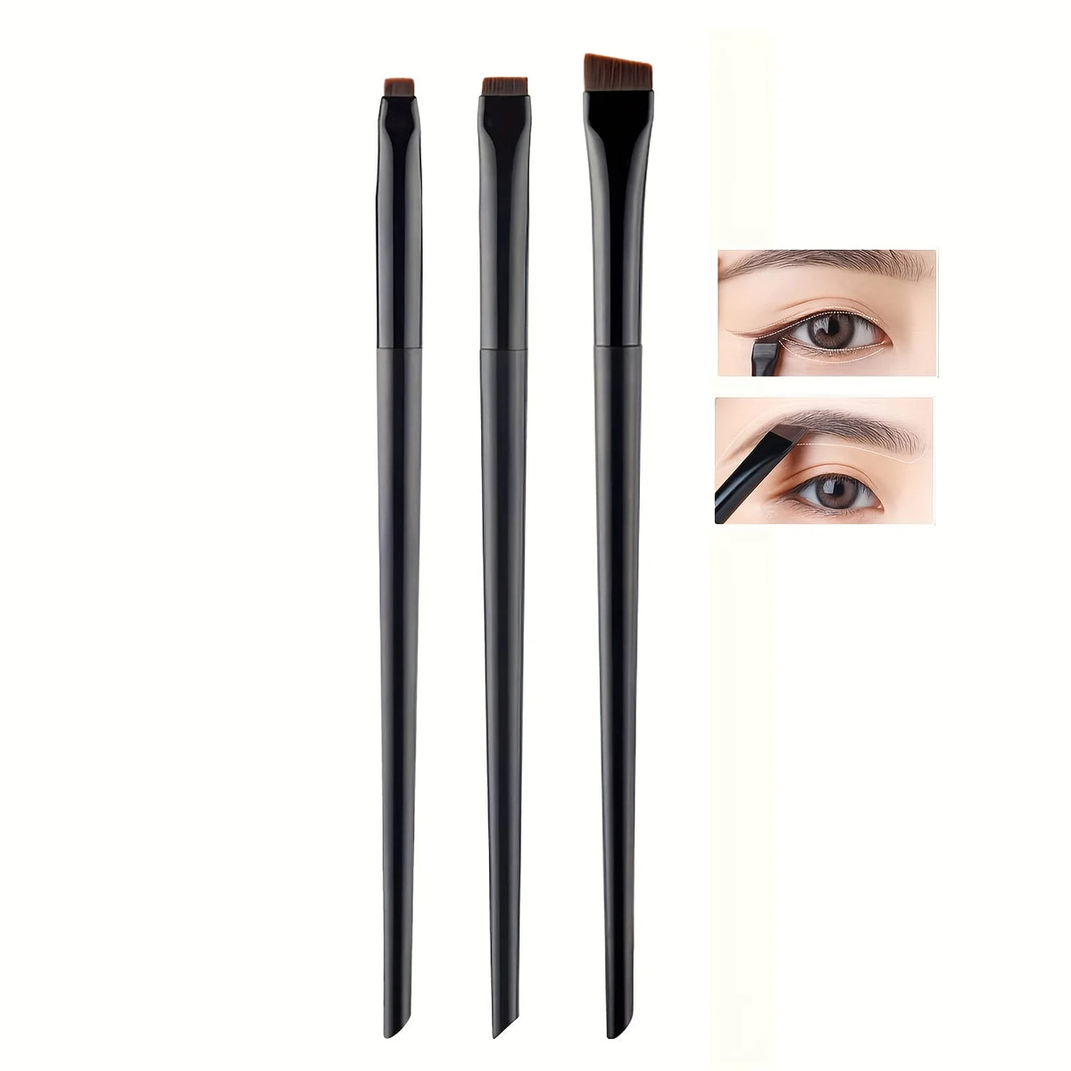 3-Piece Eye Makeup Brush Set | Eyeliner, Brow & Shadow Eye Makeup Brush Set QXL