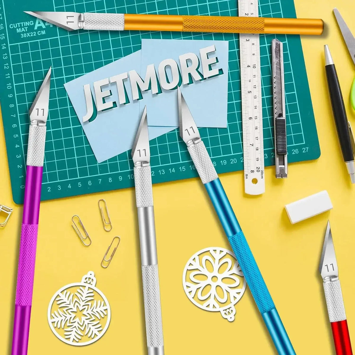 Craft Hobby Knife & Exacto Blade Kit with Steel Ruler Craft Knife Set QXL