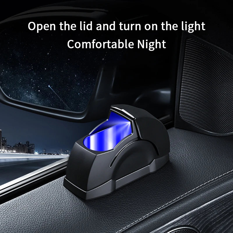 Car Door Ashtray with Lid & Stainless Steel Liner | Black Car Interior Accessory QXL