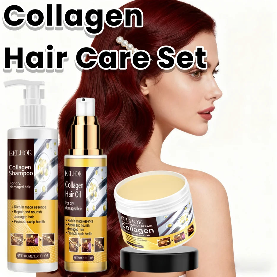 Eelhoe Collagen Hair Care Set – Shampoo, Mask & Oil Kit Hair Care Set QXL