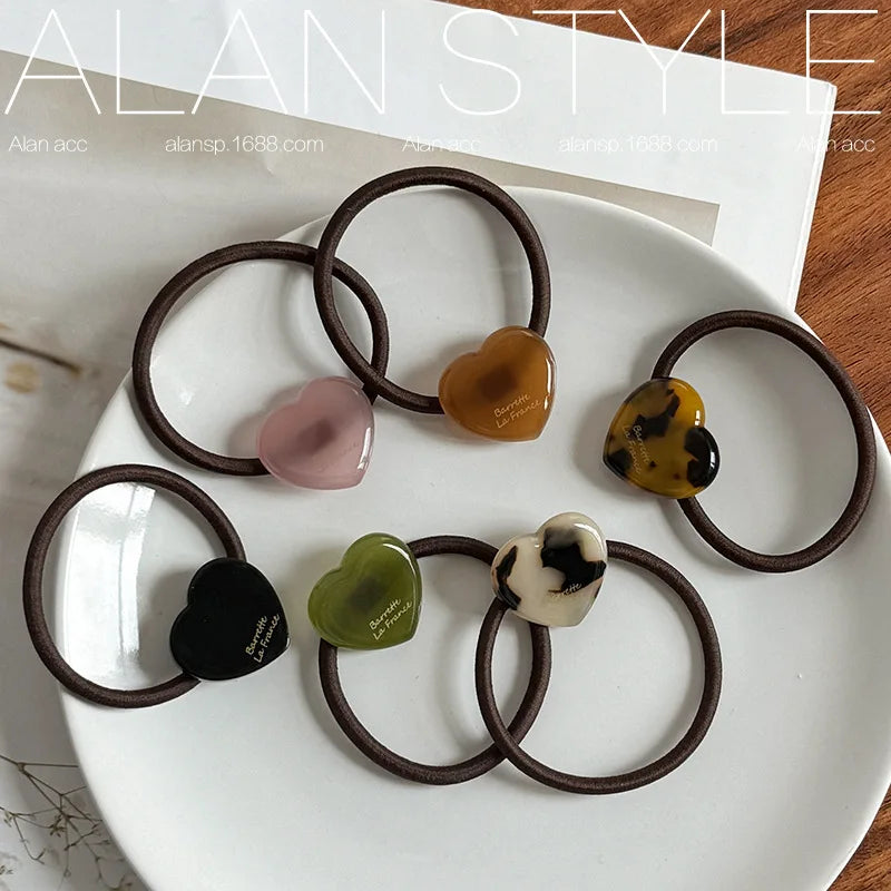 Acetate Jelly Heart Hair Tie | French Style Ponytail Holder Hair Tie QXL