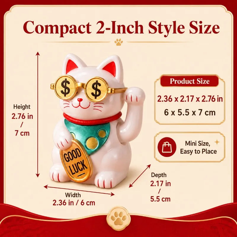Solar Waving Lucky Cat | Maneki Neko Car & Desk Decor Decorative Figurine QXL