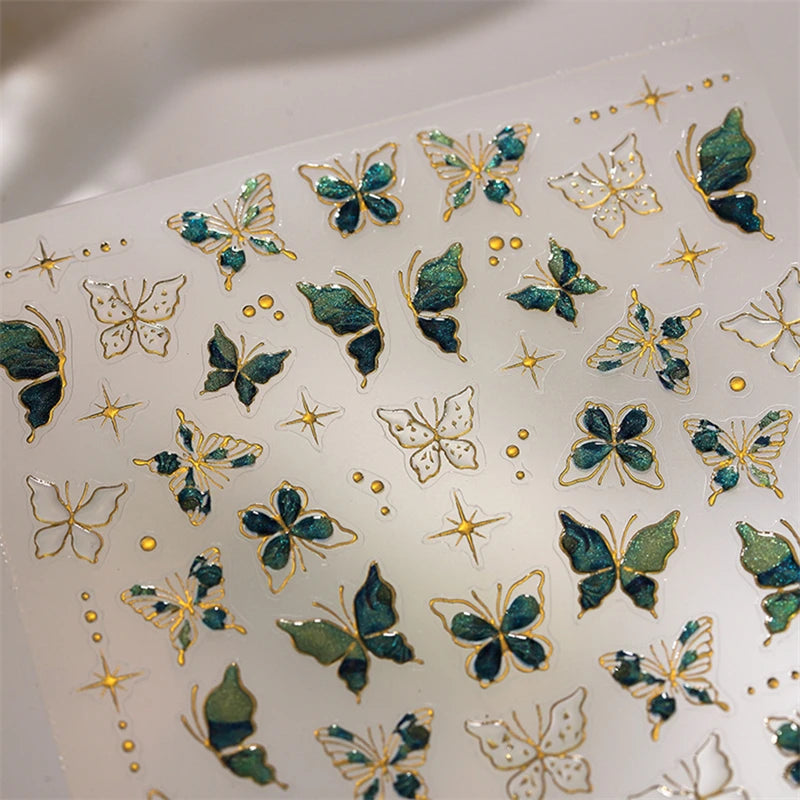 5D Cat & Floral Self-Adhesive Nail Art Stickers | Relief Decals Nail Art Stickers QXL