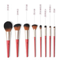 BLJ Red 8-Piece Makeup Brush Set | Face & Eye Complete Kit Makeup Brush Set QXL Pear Red 8 Piece