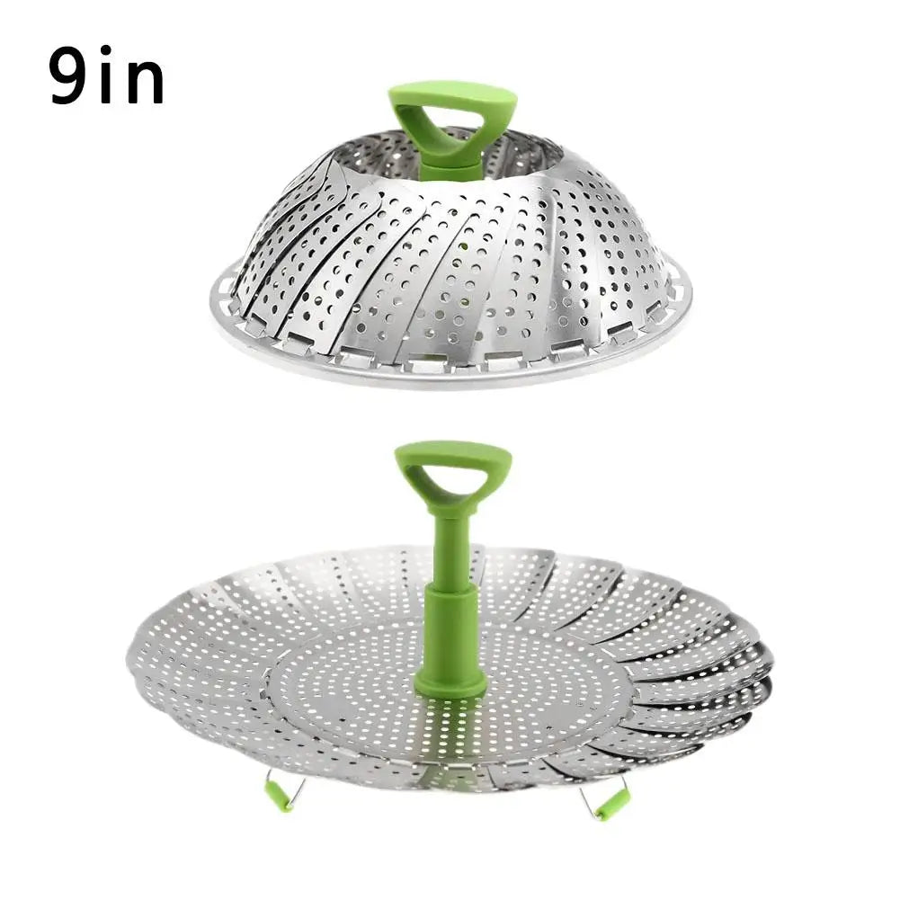 Foldable Stainless Steel Steamer Basket Set – 9" & 11" | 2-Pack Steamer Basket Set QXL 9inch