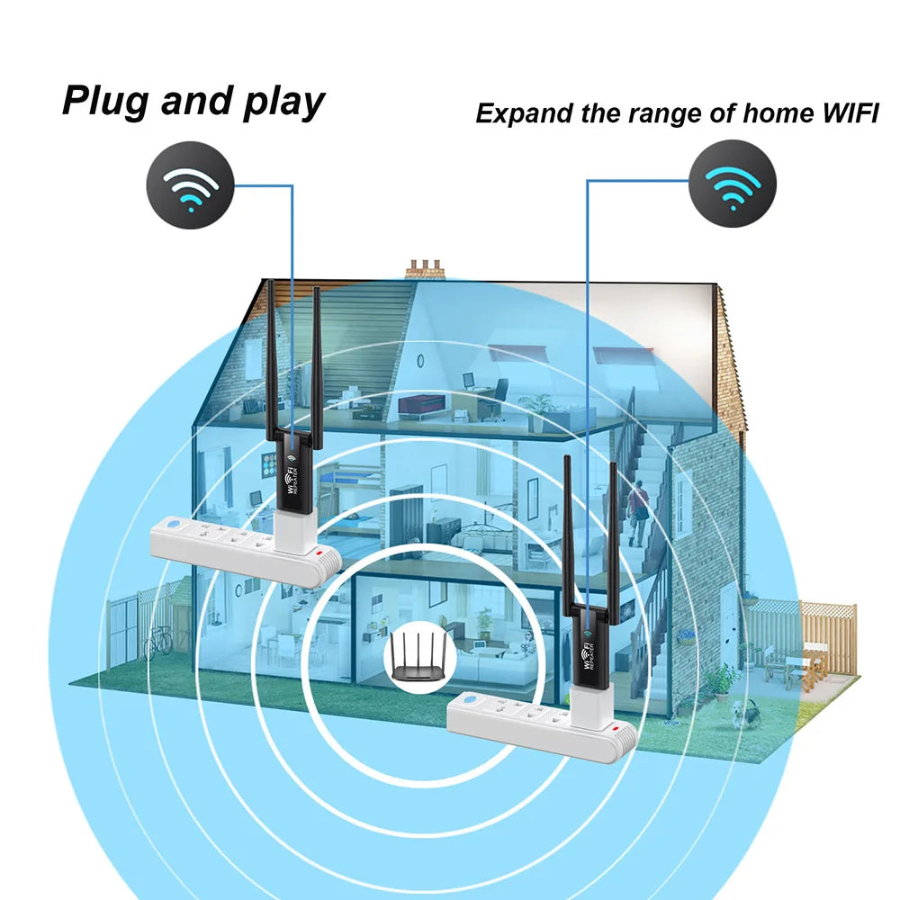 300Mbps USB WiFi Repeater 2.4GHz Wireless Signal Extender WiFi Signal Extender QXL