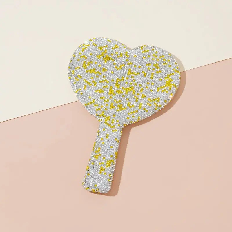 Diamond Heart-Shaped Handheld Makeup Mirror | Portable Handheld Makeup Mirror QXL