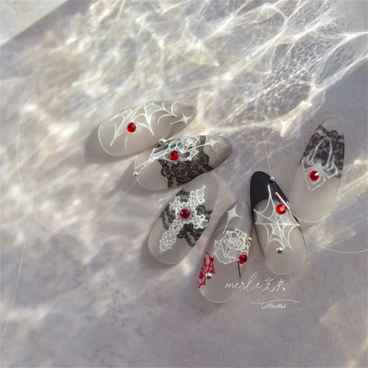 5D Diamond Spider Nail Art Stickers | Punk Crystal Decals Nail Art Stickers QXL
