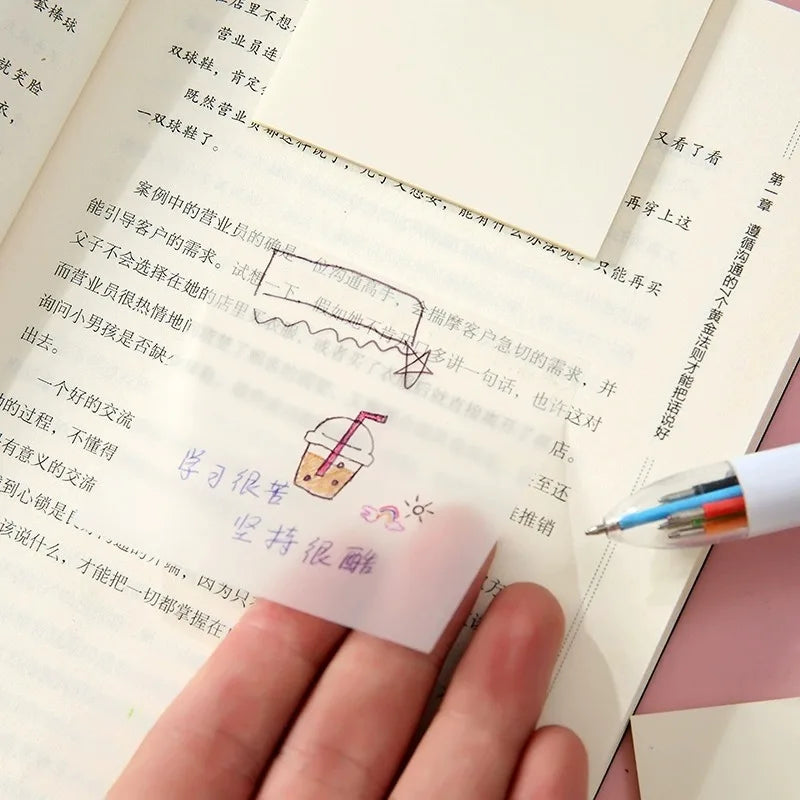 Transparent Sticky Notes Book | Reusable Clear Memo Pads Transparent Sticky Notes QXL