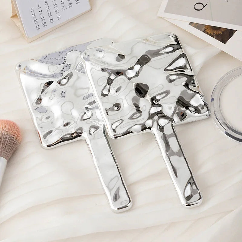 BMPEIC Square Handheld Makeup Mirror – HD Electroplated Vintage Handheld Makeup Mirror QXL